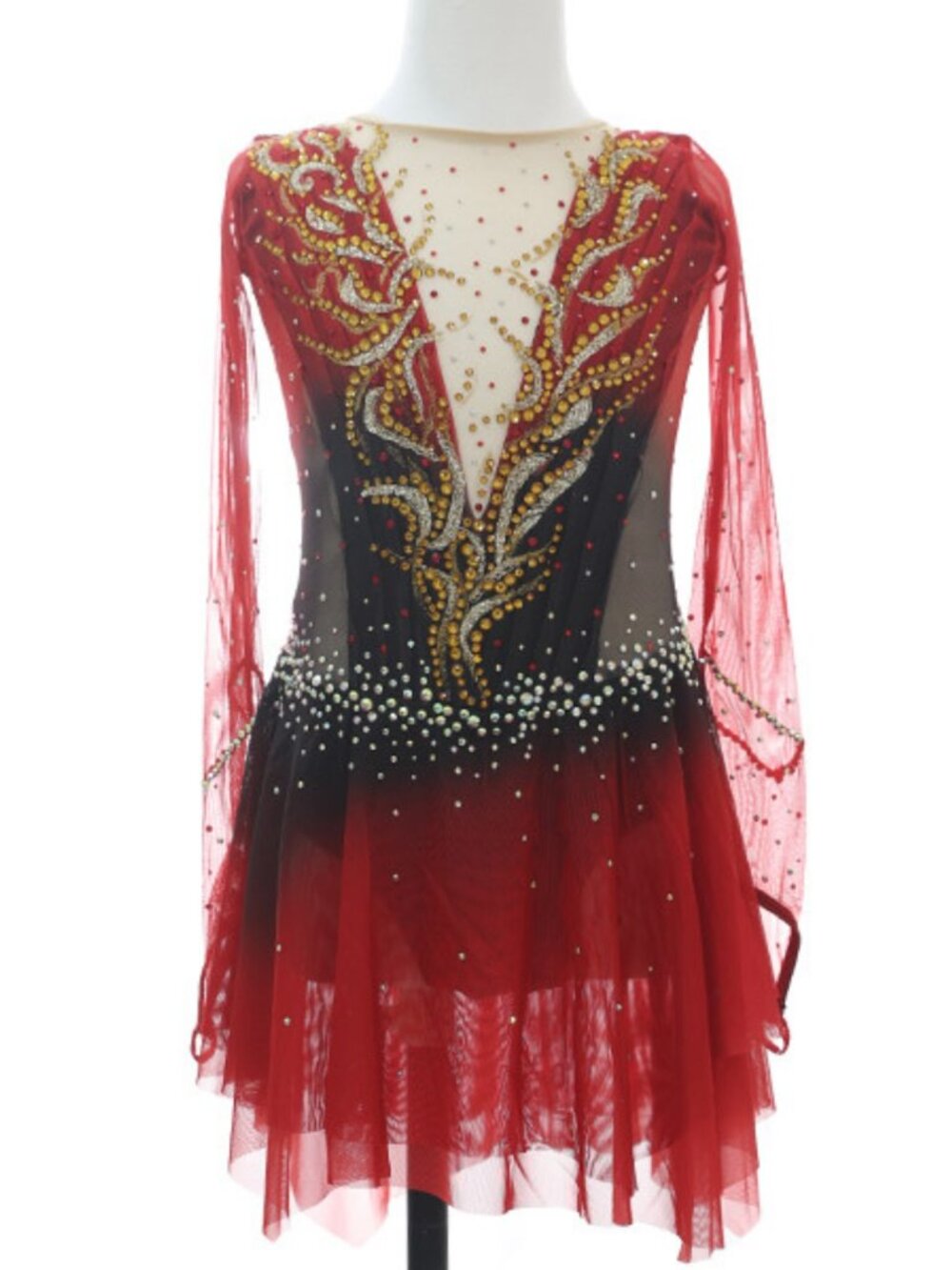 New Red / black / gold / pink Crystal Figure Skating Dress Girl 14 (11~13T)